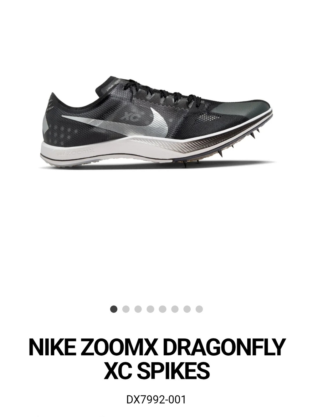 ** BNWOT** Nike ZoomX Dragonfly XC Spikes — Black/Silver Mens Sz 14